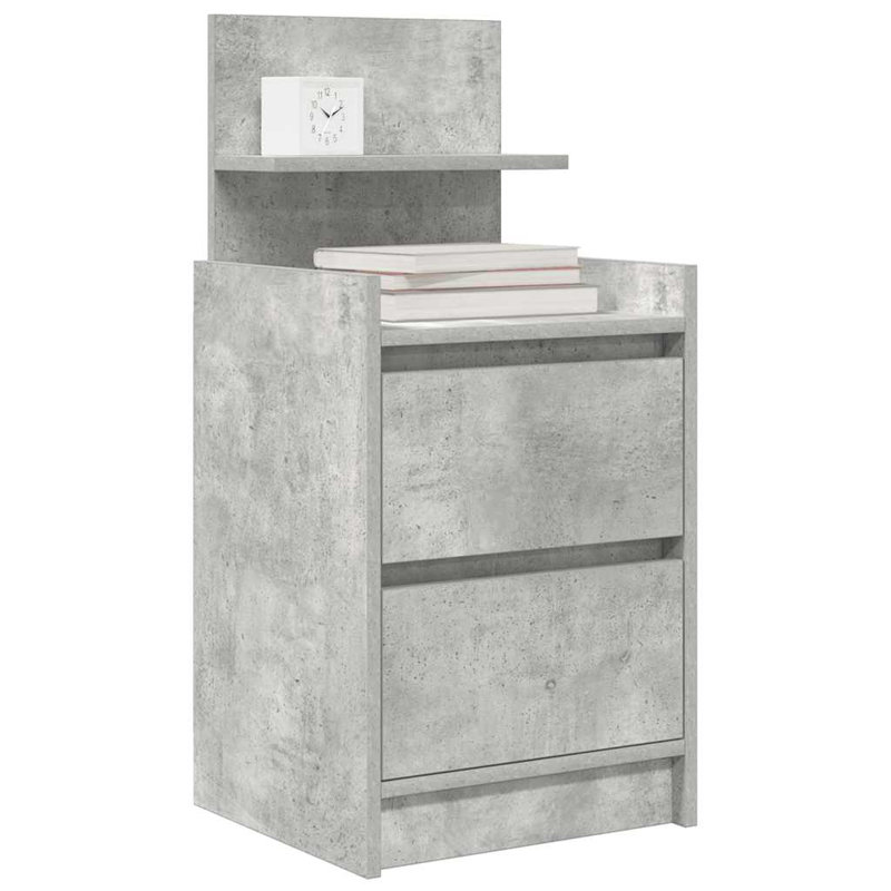 Bedside Cabinets With 2 Drawers 2 Pcs 38X34x80 Cm, Concrete Grey, 1
