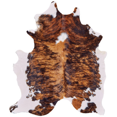 Tapis brun / beige en cuir de vache à imprimé animal Abernethy