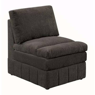 Contemporary 1Pc Armless Chair Modular Chair Sectional Sofa Living Room Furniture Mink Morgan Fabric- Suede