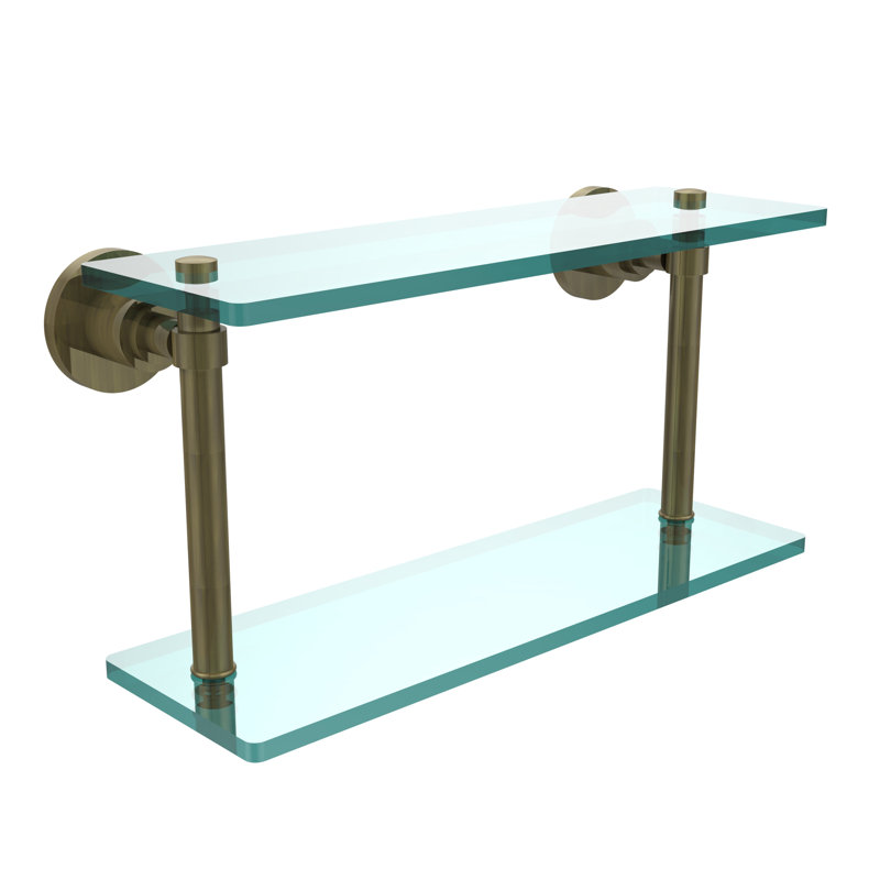 Arviso 2 Piece Tiered Shelf, 16", Antique Brass