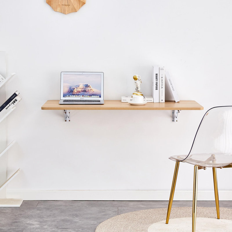 Wall Mounted Folding Table for Small Spaces, Burly Wood