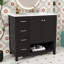 Meuble-lavabo de 36 po avec lavabo en céramique, meuble-lavabo moderne avec 2 tiroirs, portes à fermeture en douceur et tablette ouverte, meuble de salle de bain autoportant en bois massif-1262863520
