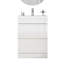 Meuble-lavabo blanc brillant 24 po avec lavabo, tiroirs à fermeture en douceur, conception sans poignée et lavabo en céramique à rebords épais