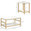 White Coffee Table , Faux Marble & Steel Construction, Living Area Room , Steel, Storage Included,