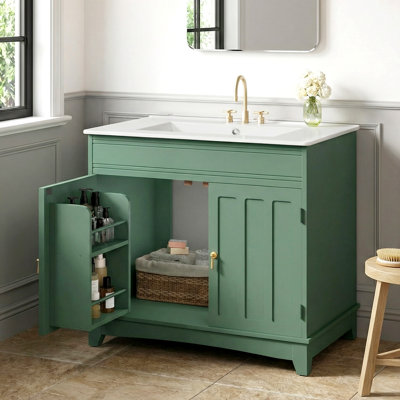 Meuble-lavabo autoportant avec lavabo en céramique Farmhouse