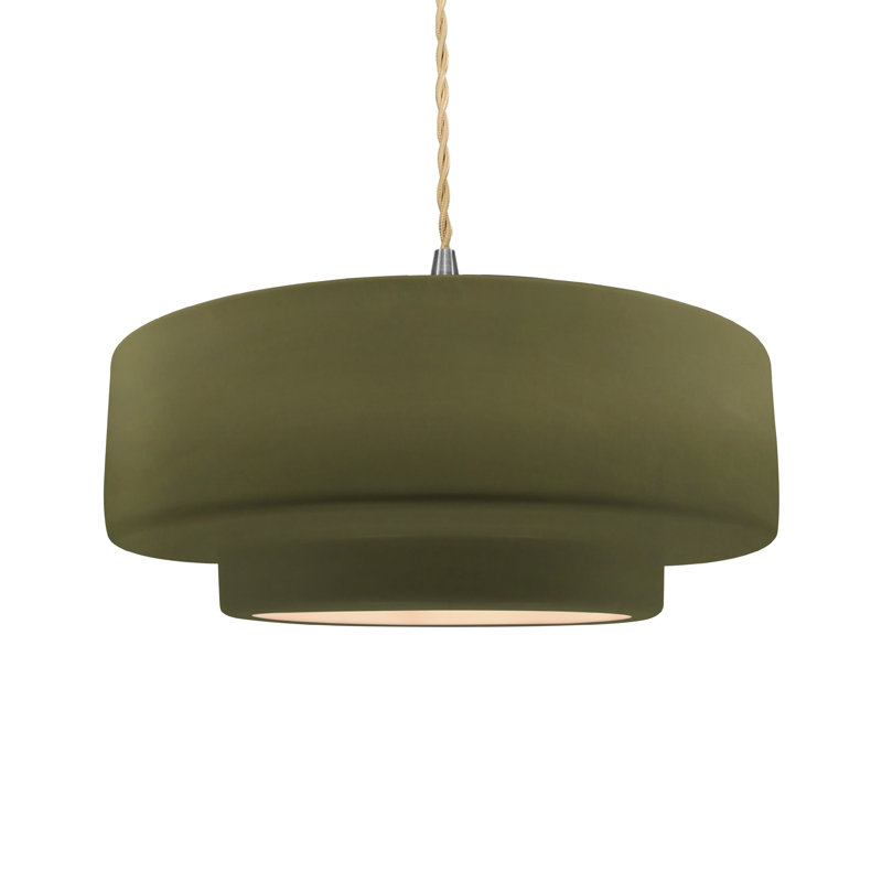 Luminaire suspendu à 1 lumière Meydan, H 6 po x l 16,25 po x P 16,25 po, Vert mat, Nickel brossé