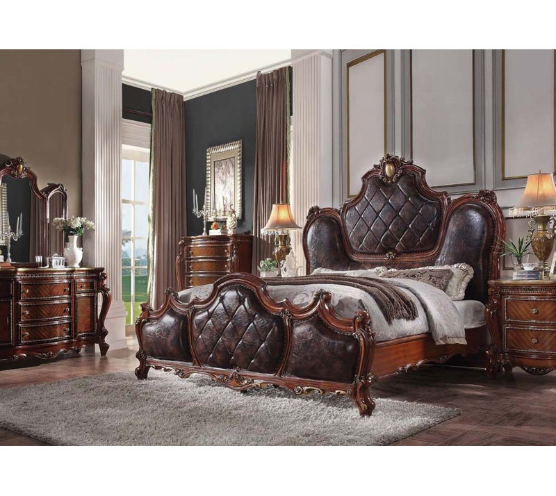 Picardy CK Bed, California King, Brown/White