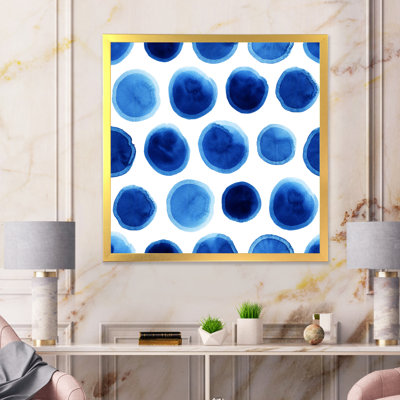 Impression sur toile moderne à pois, avec des nuances de bleu foncé II