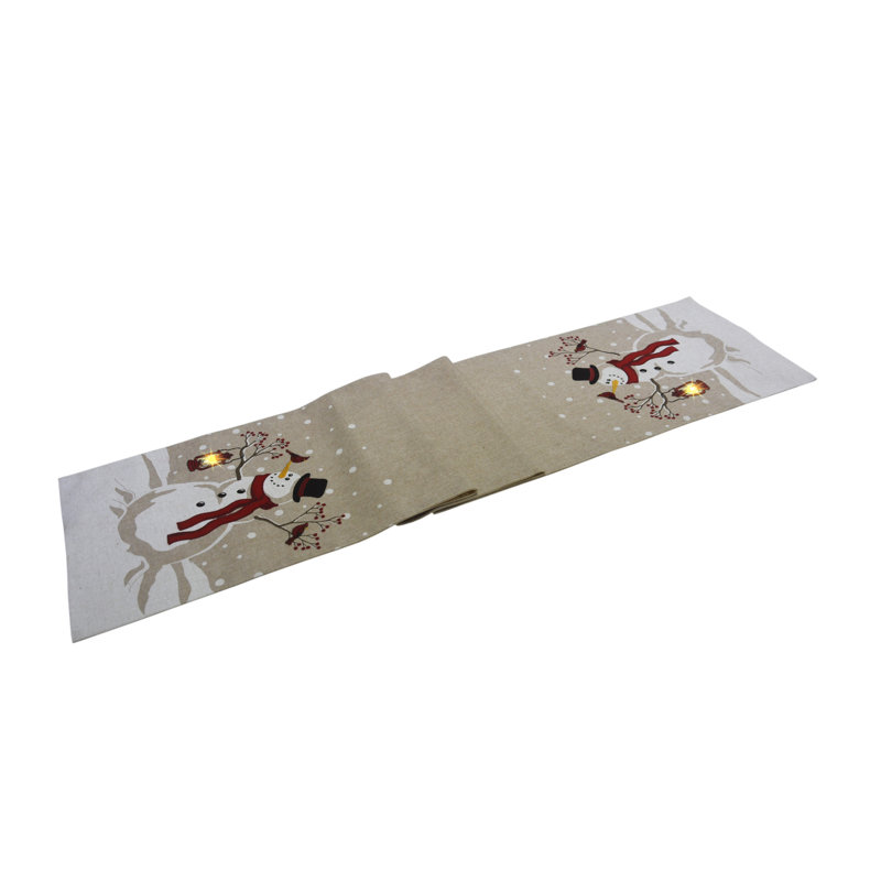 Chemin de table de noël illuminer la lanterne bonhomme de neige Wiley