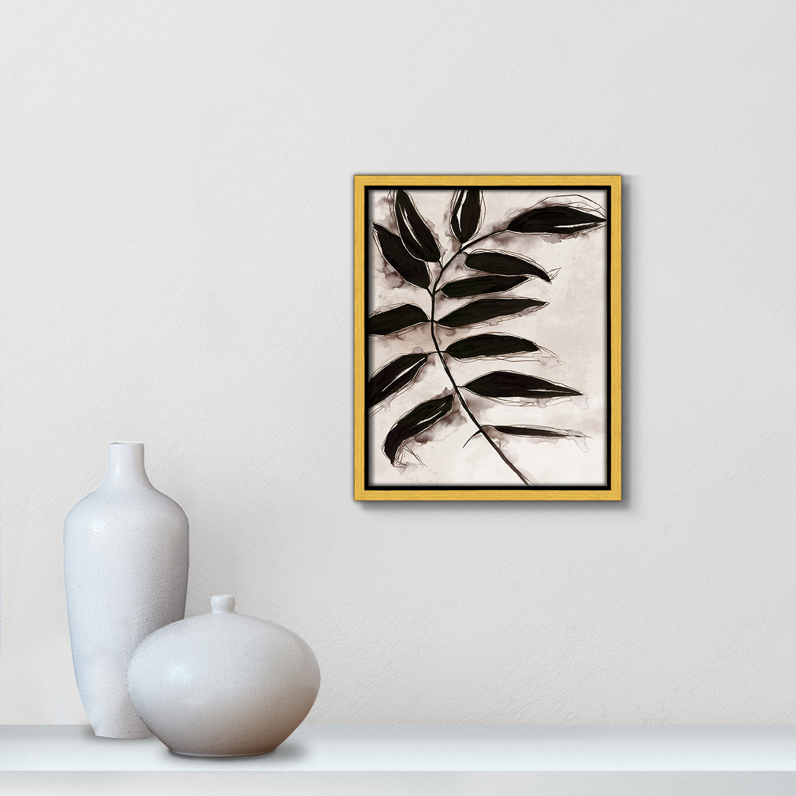 Leaves "Leaves II" Print, 11.5" H x 9.5" W x 2" D, Gold Framed