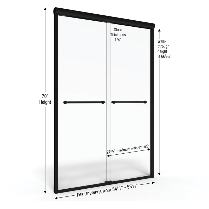 Porte de douche demi-cadre l 54,5 "x H 70" Infinity, Transparent, Noir mat