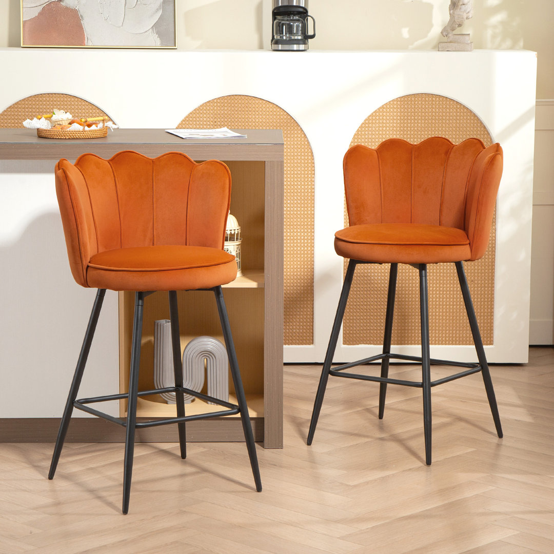 Upholstered Counter Stool with Metal Frame