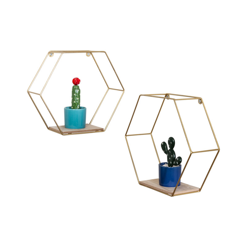 Amirreza 2 Piece Hexagon Accent Shelf