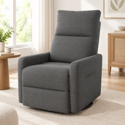 Fauteuil inclinable pivotant électrique contemporain en velours gris foncé à motif de flocons de neige avec dossier capitonné