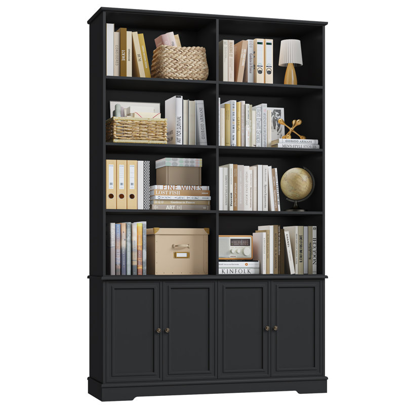 Bibliothèque 72 "H 72,8" x l 47,2 "Mid-Century, Noir, noir, noir, noir