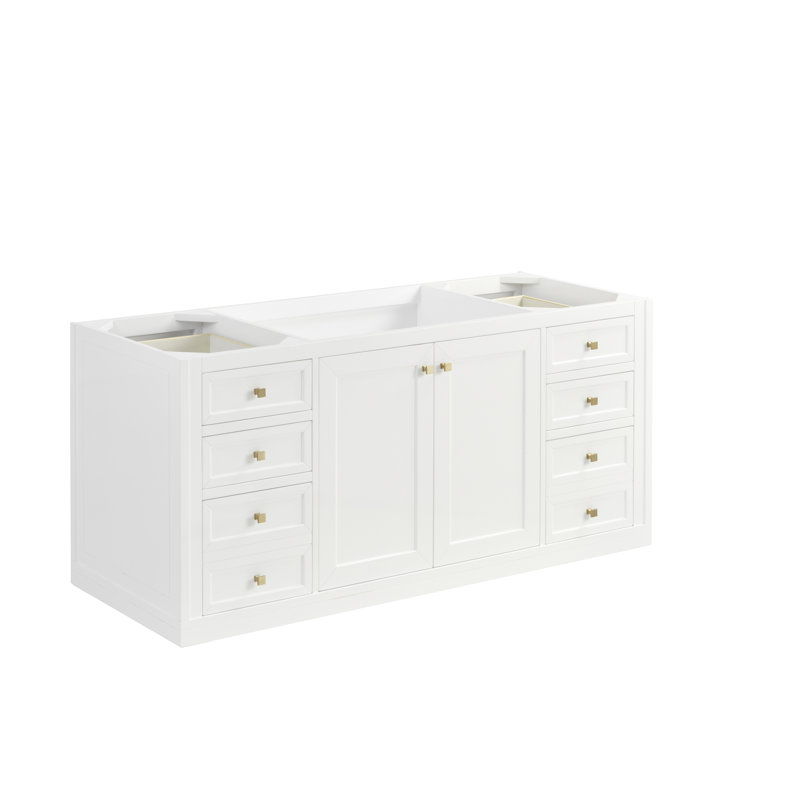 Chicago 60'' W Double Vanity, Glossy White, Parisien Bleu, 8" Widespread