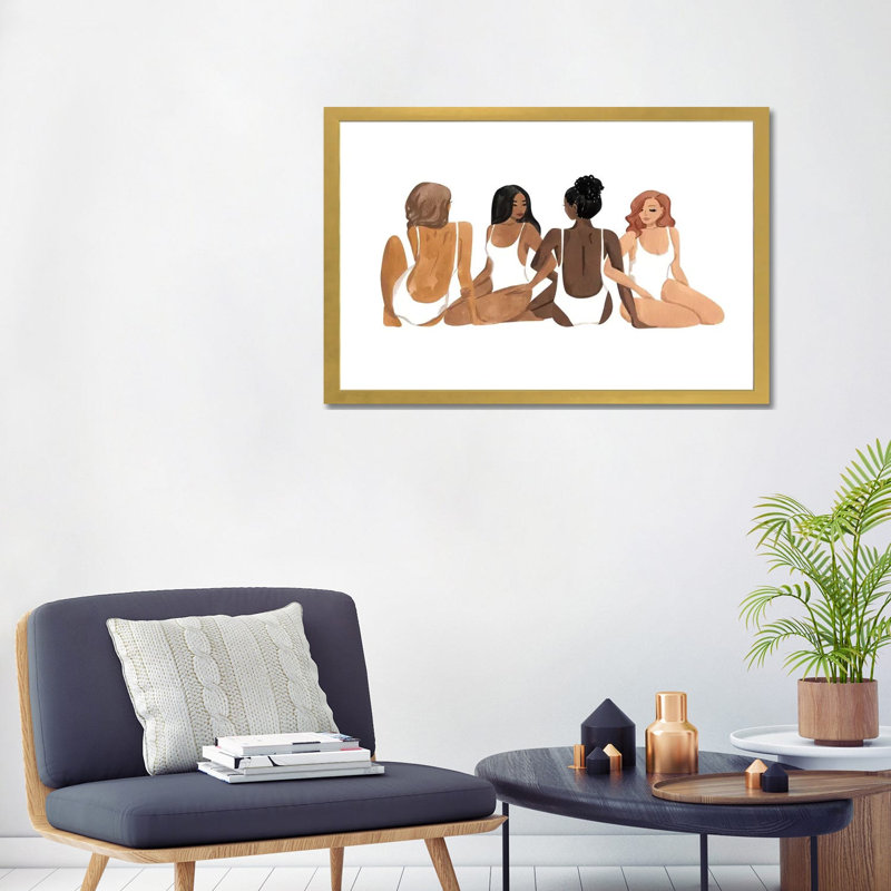 Ensemble par Sabina Fenn - reproduction d'art, Papier encadré doré, Blanc, H 24 po x l 32 po x P 1 po