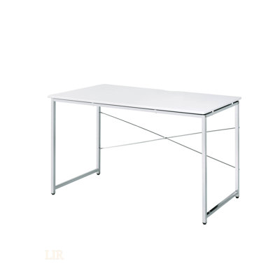 Tennos White & Chrome Finish Writing Desk With Modern Design And Sturdy Construction For Home Office Use