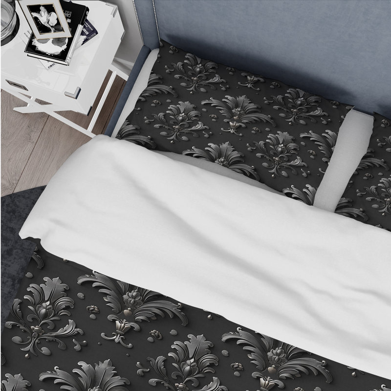 Ensemble de housse de couette transitionnelle gris foncé Glamour Luxe IV, Housse de couette très grand et 2 très grandes t