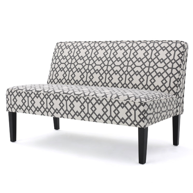 Causeuse Xen, polyester éclectique gris et blanc, 50 pouces