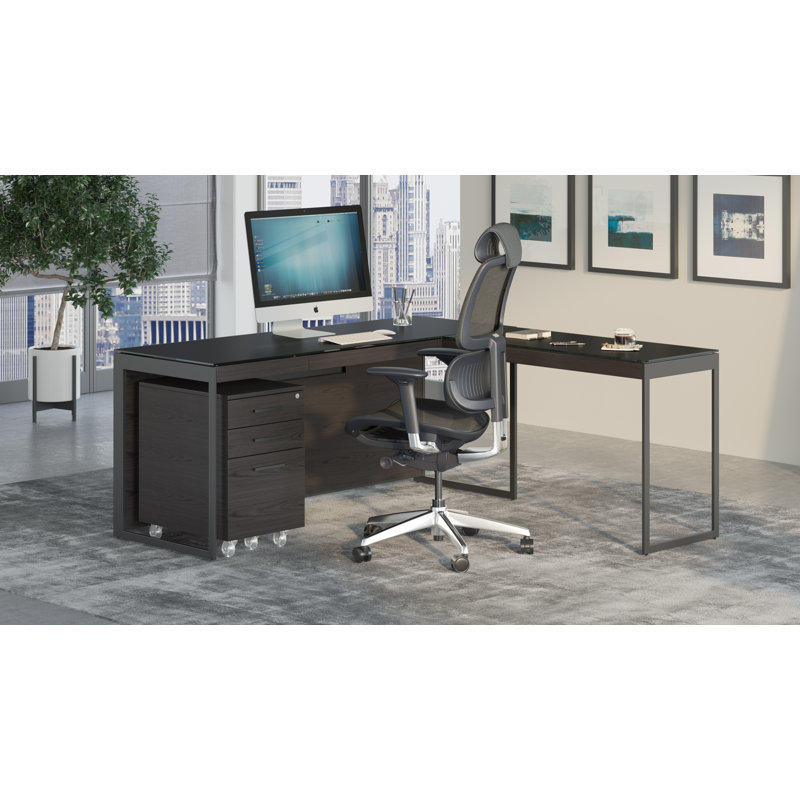 Sequel 20 29" H x 42" W x 18'' D Desk Return, Charcoal Stained Ash/Black