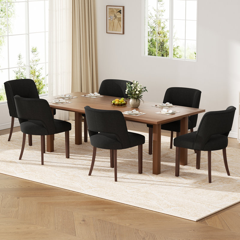 Chaise d'appoint rembourrée en bois massif, Noir