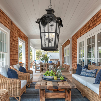41 Inch Extra Large Aluminum Outdoor Hanging Light Farmhouse Pendant Light With Water Glass