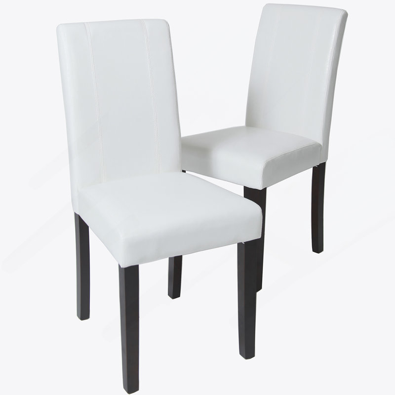 Urban Style Solid Wood Leatherette Padded Parson Chair, Set of 2 21"L X 16.5" W X 35.5" H. Seat Cushion: 17"L X 16.5"W X 18"H