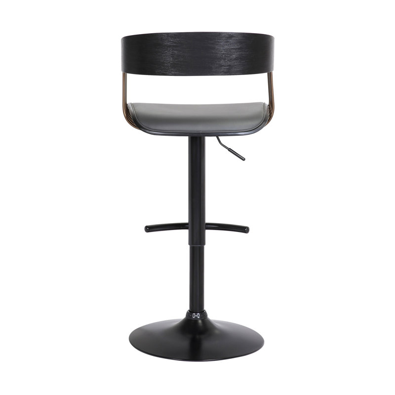 Tabouret de bar réglable en bois et similicuir gris Larisa