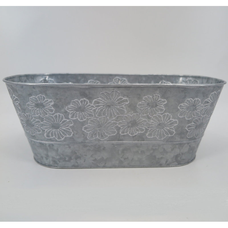 Cache-pot en métal Hublersburg, H 7,25 po x l 13,5 po x P 5,25 po