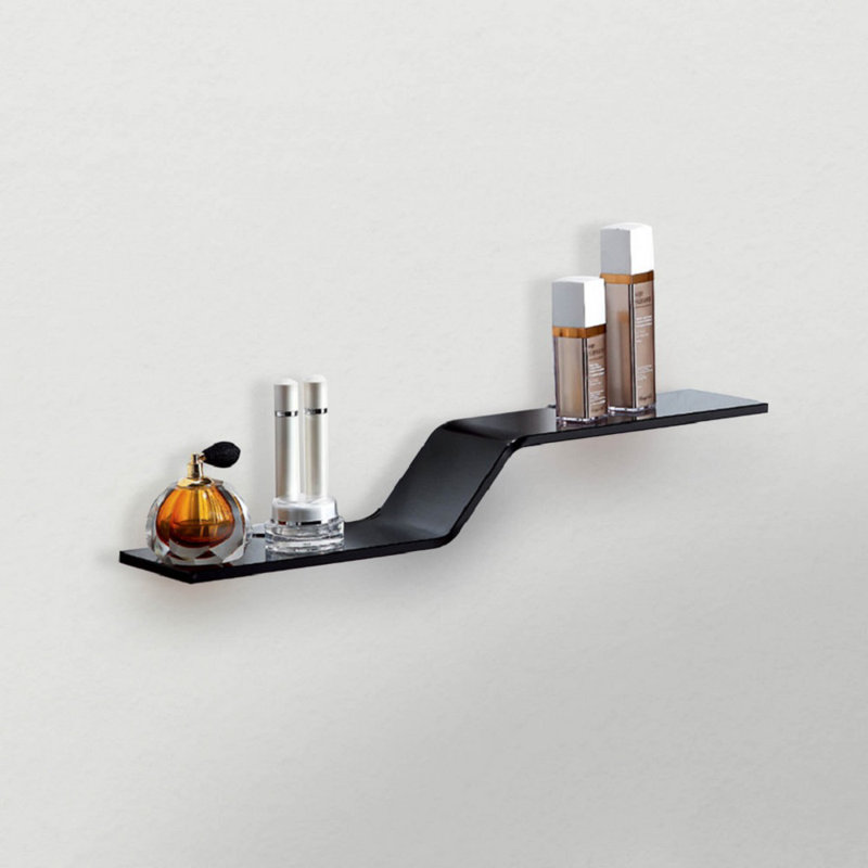 Poseidon Glass Floating Shelf with Adjustable Shelves, Gray