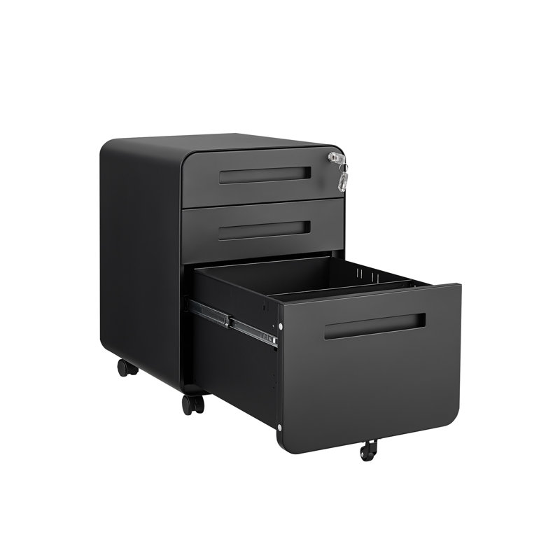 Rizer 3-Drawer Office File Cabinet, Black
