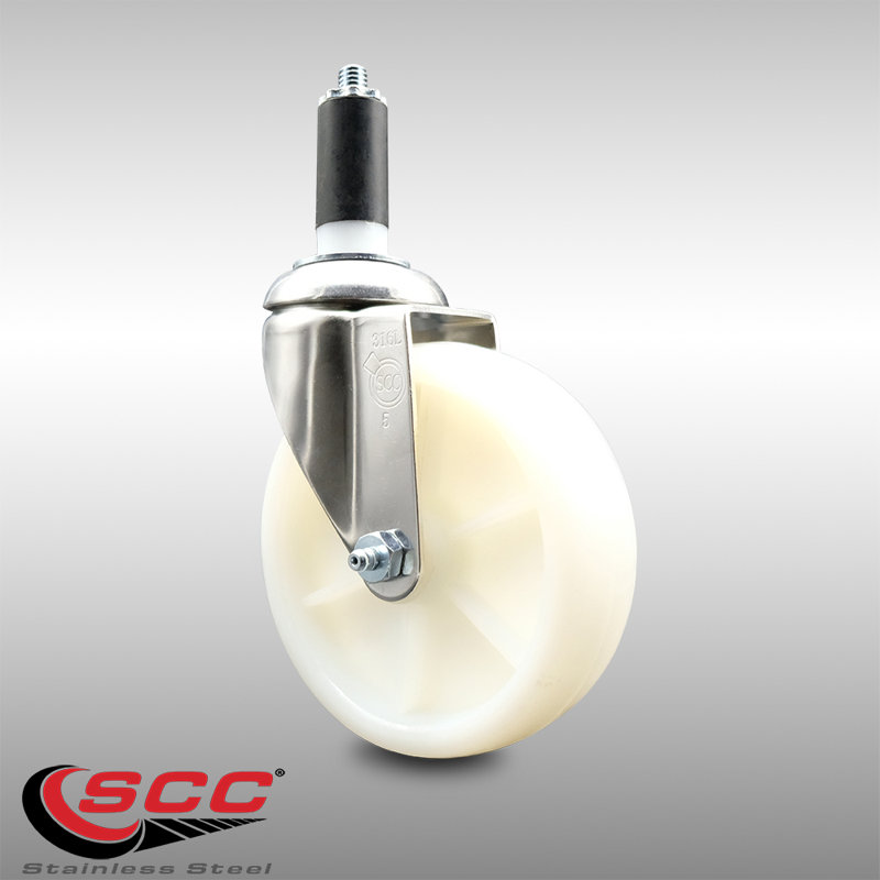Roulettes pivotantes en nylon, H 5 po x l 5 po