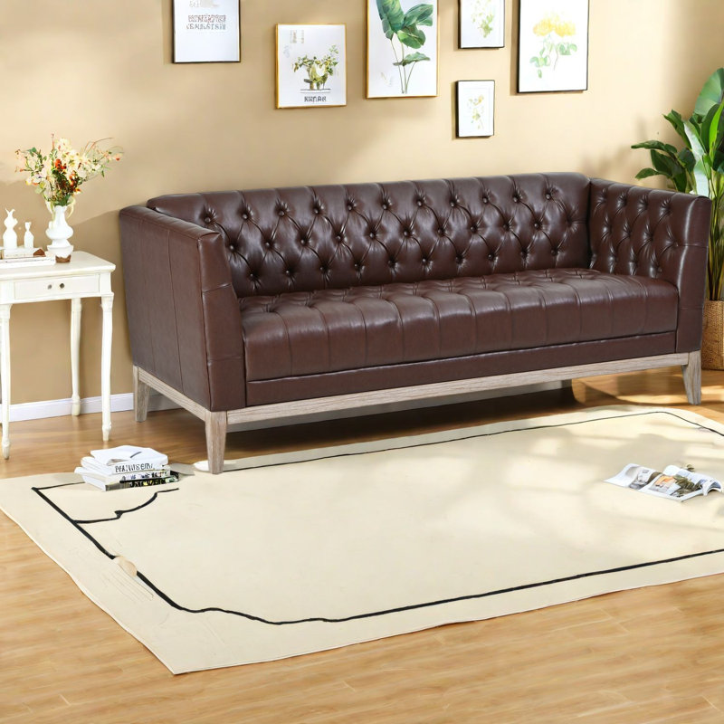 79.1 " Faux Leather Sofa, Brown