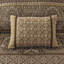 Courtepointe 6 pièces - brun / or, motifs à rayures, coutures, coussins décoratifs inclus, détails de la feuille et du coussin brodé-118742609