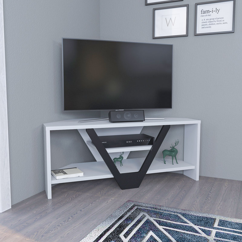 Mikula 35" Corner TV, White/Black