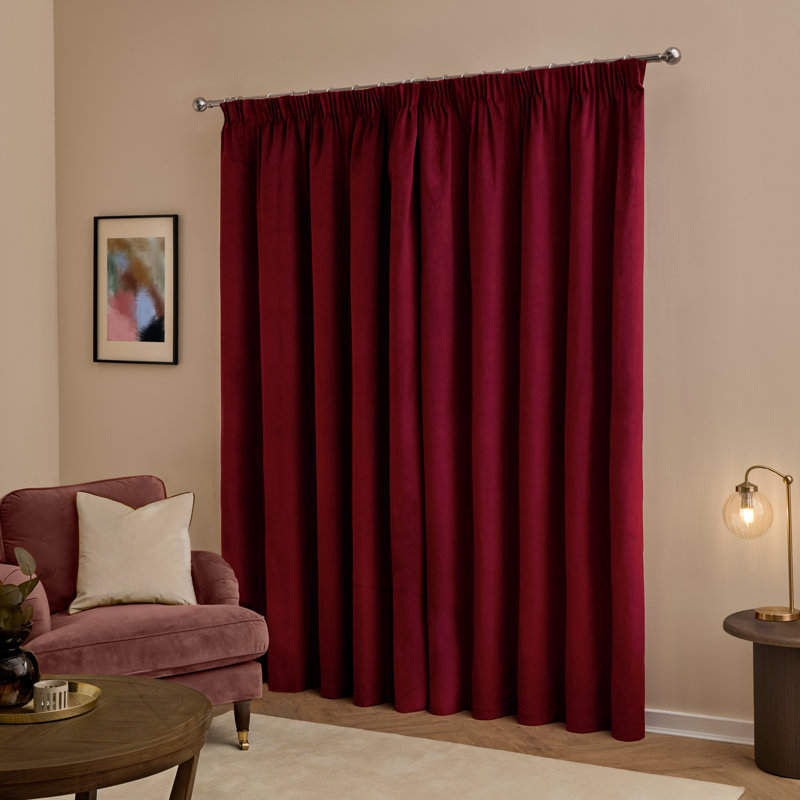 The Ultimate Velvet Blackout Curtain Panel Pair, Red, 117cm Width x 183cm Drop