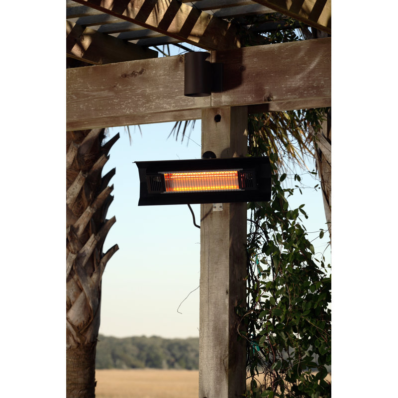 Chauffe-terrasse mural infrarouge Fire Wense 1500 W, 6 pi, support de cordon électrique non rétractable - noir