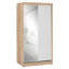 Armoire à portes coulissantes Blanton, porte à miroir, tiroirs à l'intérieur