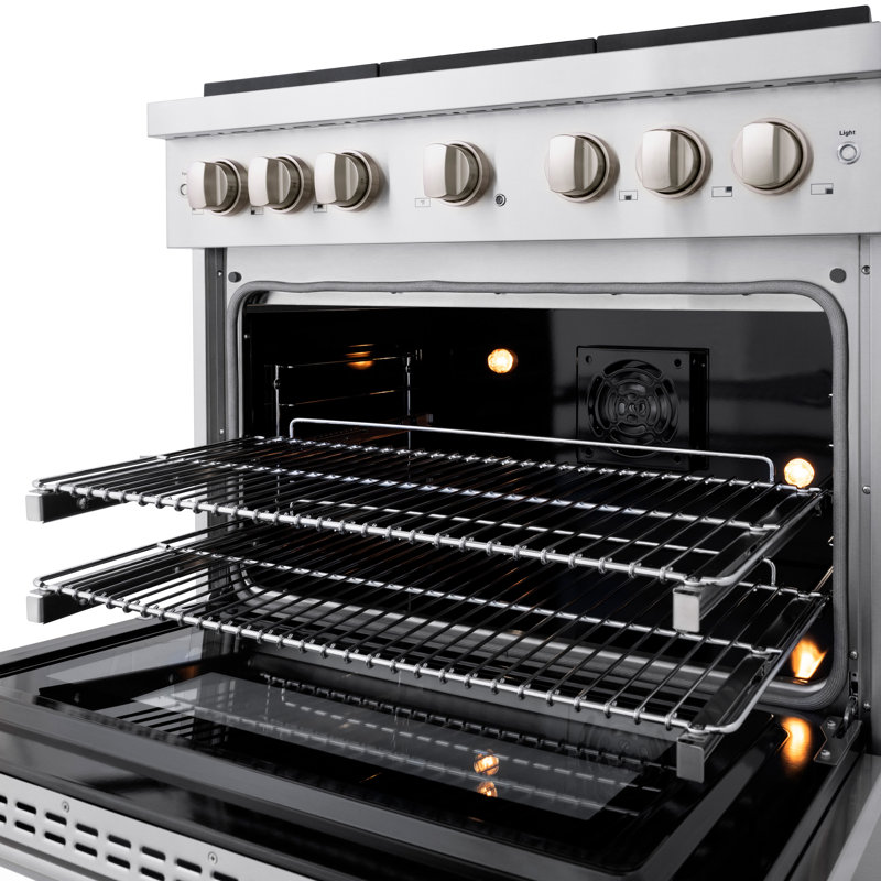 ZLINE 36 in. 5.2 cu. ft. Paramount Dual Fuel Range W/ 6 Burner Gas Cooktop & Electric Convection Oven in Stainless Steel (SDR36)