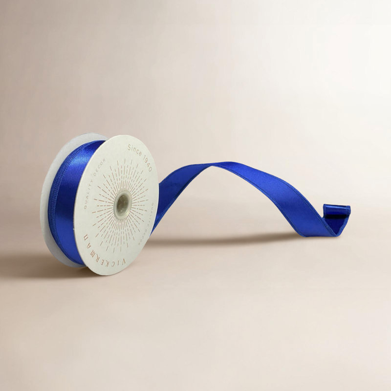 Vickerman 10yd Satin Christmas Ribbon, Blue, 0.2" H x 360" W x 1" D
