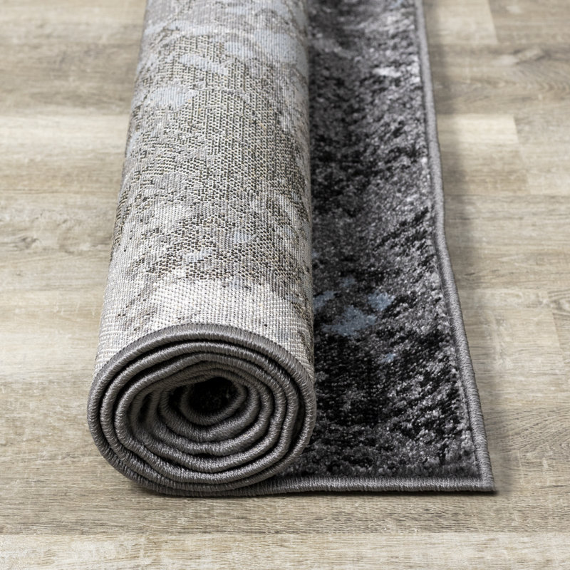 Tapis bleu / blanc Elah, Rectangle 7 pi 10 po x 10 pi 6 po