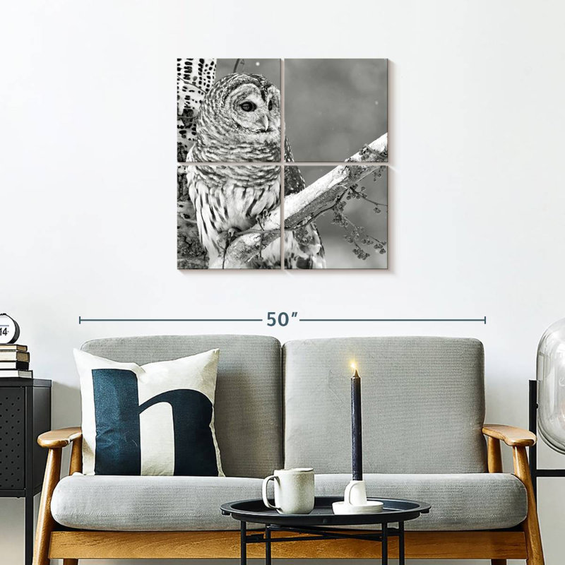 Hibou blanc Brampt BW, H 26 po x l 26 po