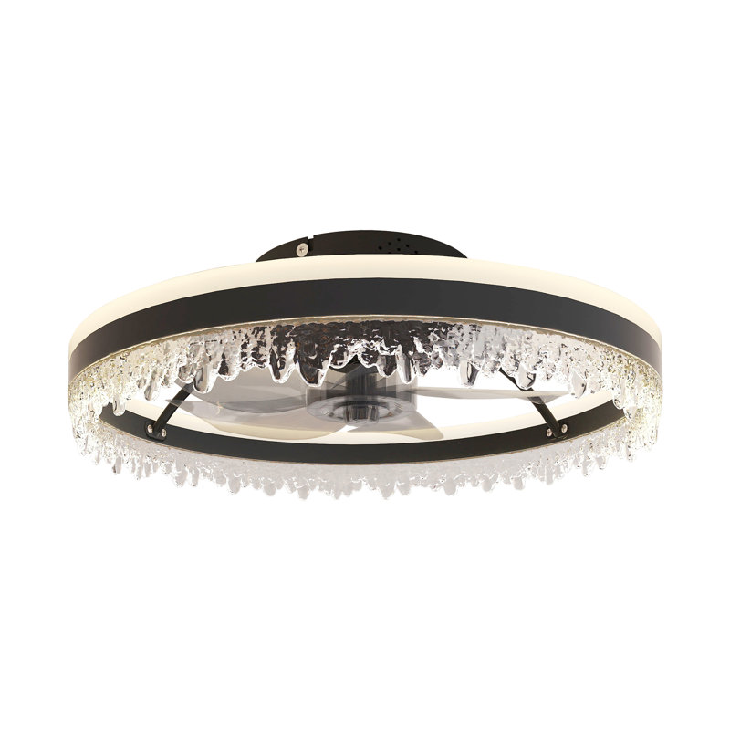 Black Smart Ceiling Fan Light With Silent Function, Multi-Speed Adjustment, 20"