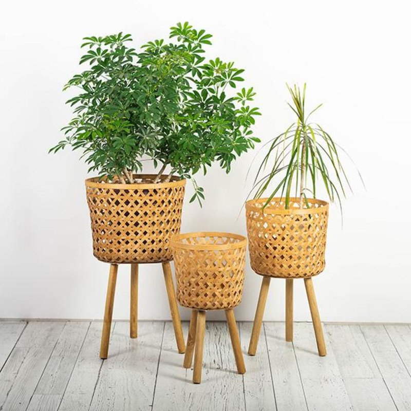 Jardinières en bambou naturel, ensemble de 3