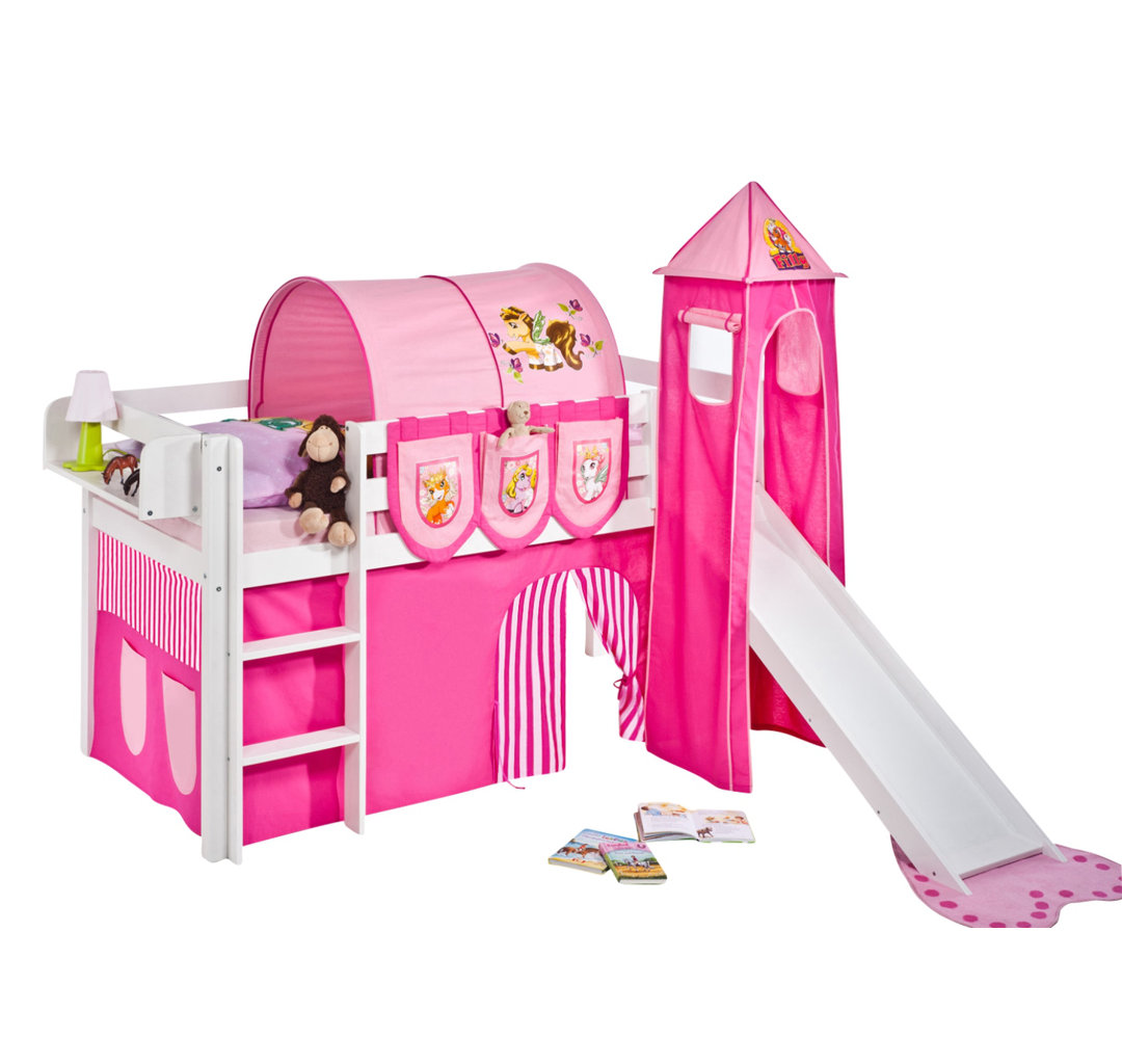 Loft bed with curtain