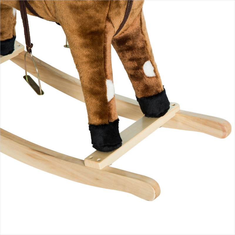 Cheval à bascule en peluche rose doux avec sons authentiques et mouvement de bascule doux pour un jeu imaginatif