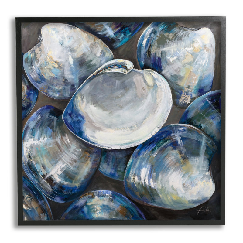 Clam Shells, peinture par Jeanette Vertentes, Giclée encadrée noir minuit, H 24 po x l 24 po x P 1,5 po
