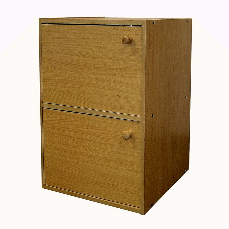 24" Tall 2-Tier Wooden Bookcase / Book Shelf With Doors