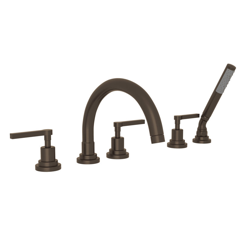 Lombardia® 5-Hole Deck Mount Roman Tub Faucet, Satin Nickel, Lever Handle